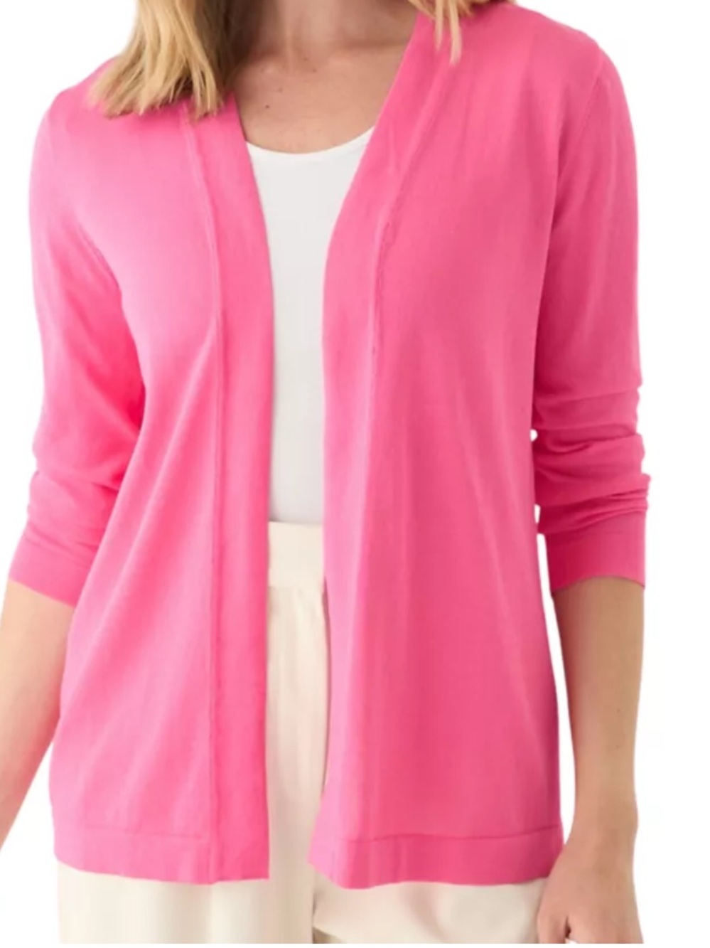 Women's Open-Front Pink Sweater Cardigan
